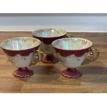 RED AND WHITE WITH GOLD TRIM BONE CHINA TEA CUP SET SERVICE CROCKERY FOREIGN VINTAGE