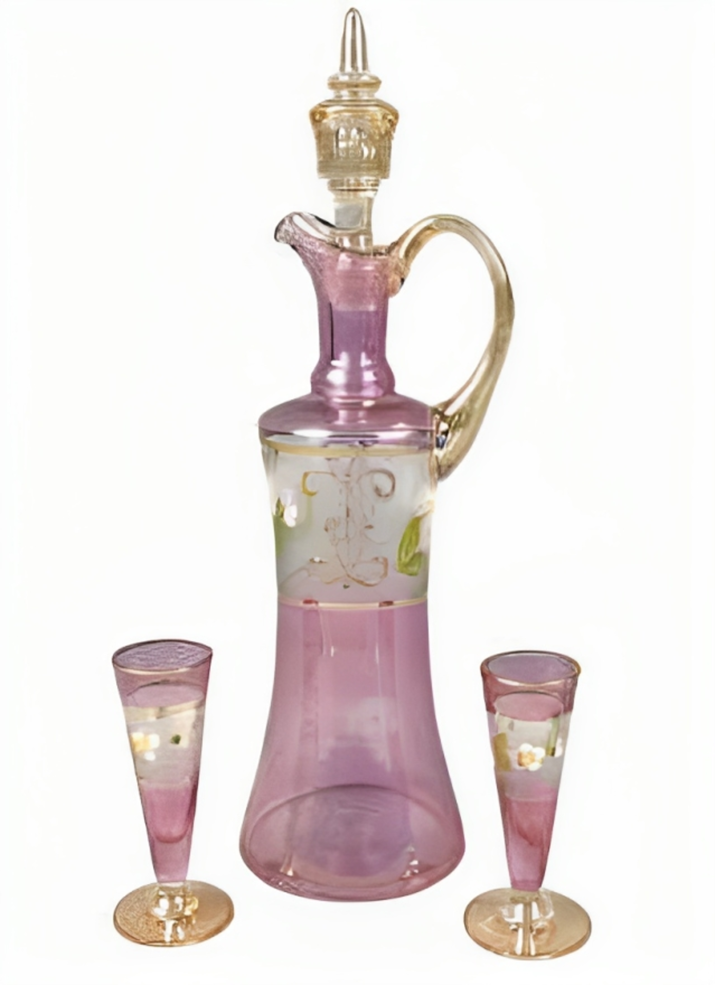 Bohemian Glass Drinking Set | Decanter 2 Liquor Glasses
