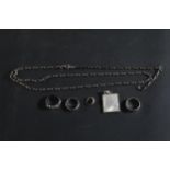 Items of Silver Necklace and Rings 925
