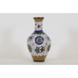 Chinese Ground White Cloisonne Vase