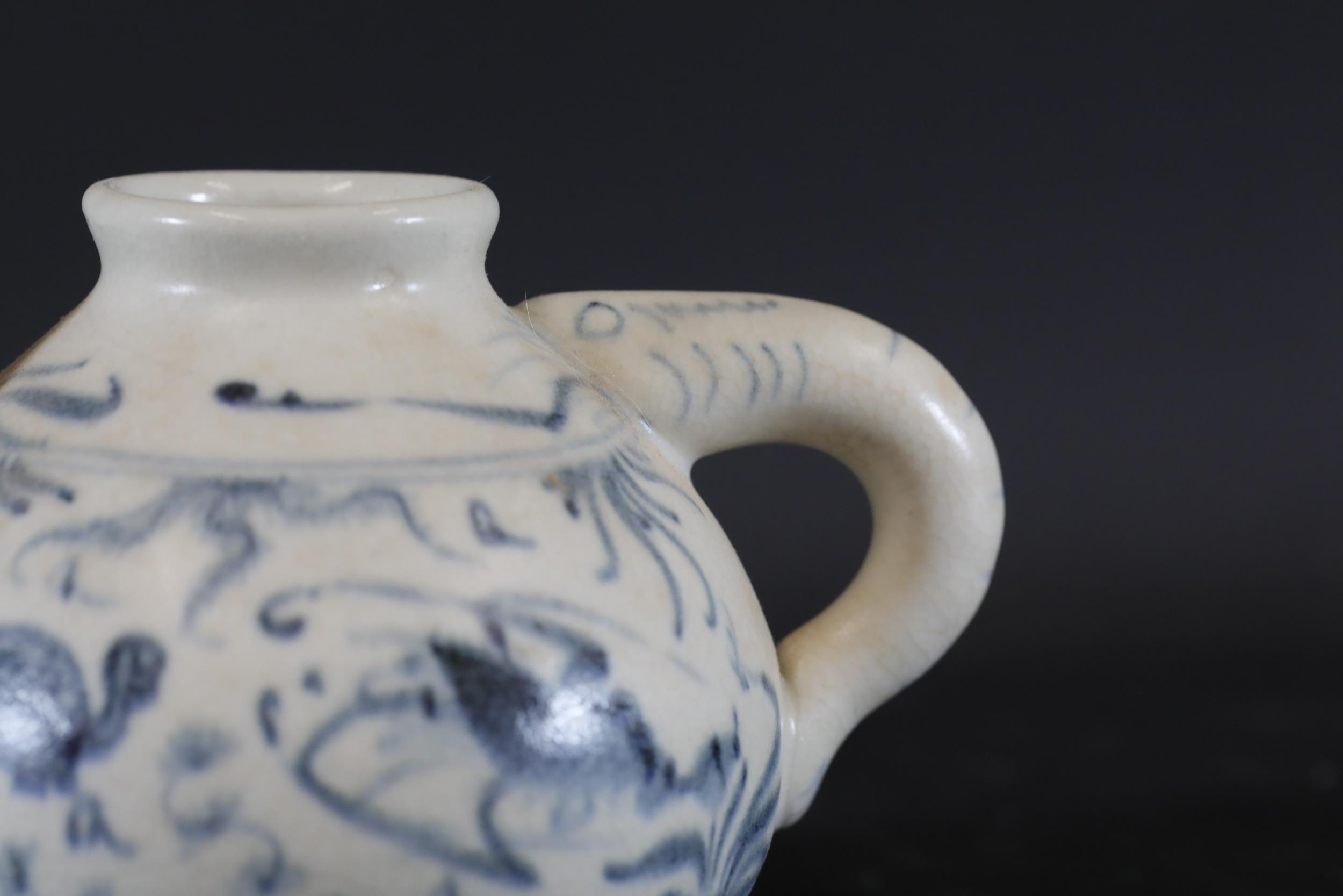 Hoi an Hoard Annamese Blue And White Hand Painted Tea Pot - Image 2 of 10