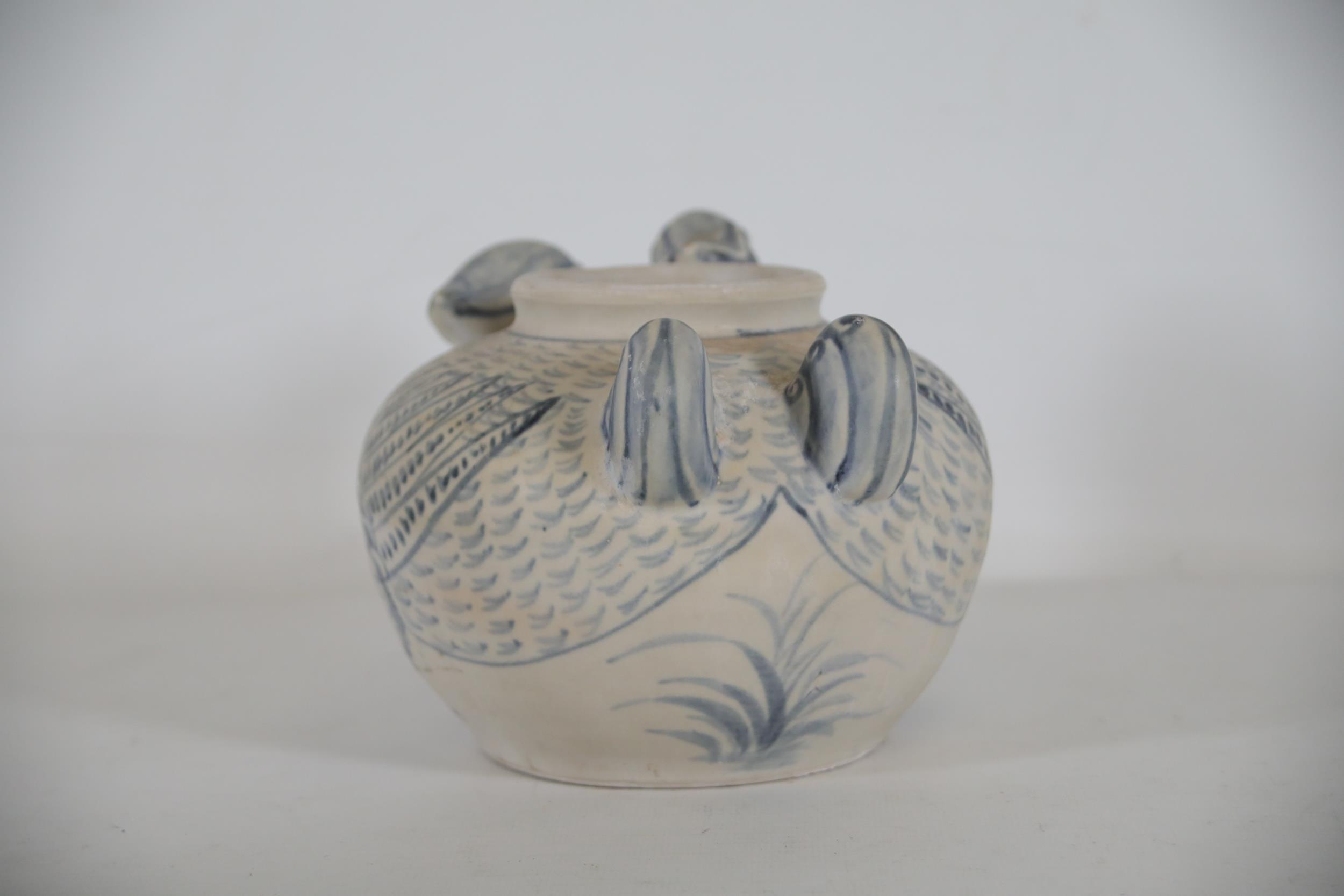 Hoi an Hoard Annamese Hand Painted Double Headed Parrot Teapot - Image 8 of 9