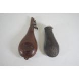 Antique Gun Powder Horn Flasks x2