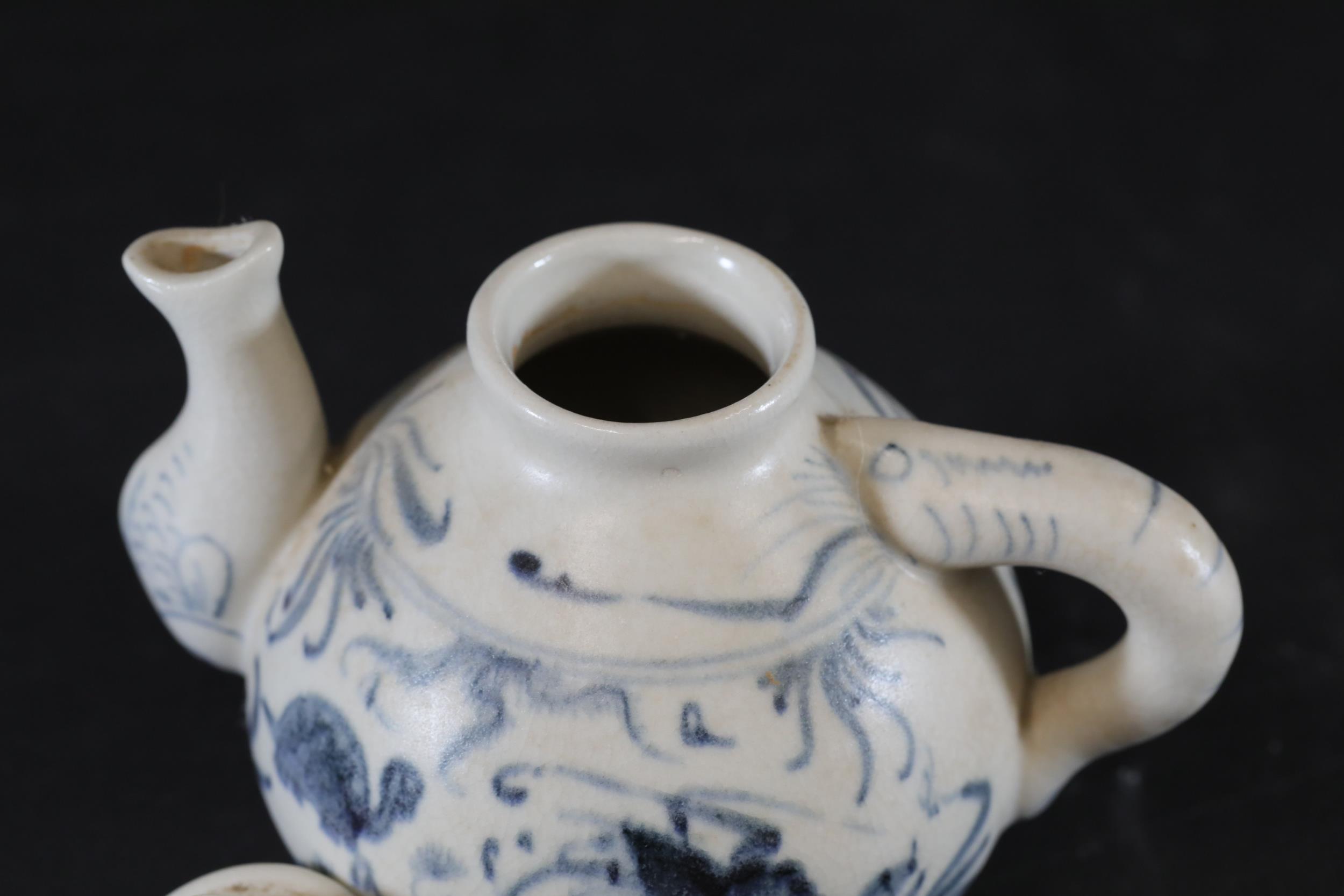 Hoi an Hoard Annamese Blue And White Hand Painted Tea Pot - Image 6 of 10