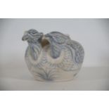Hoi an Hoard Annamese Hand Painted Double Headed Parrot Teapot