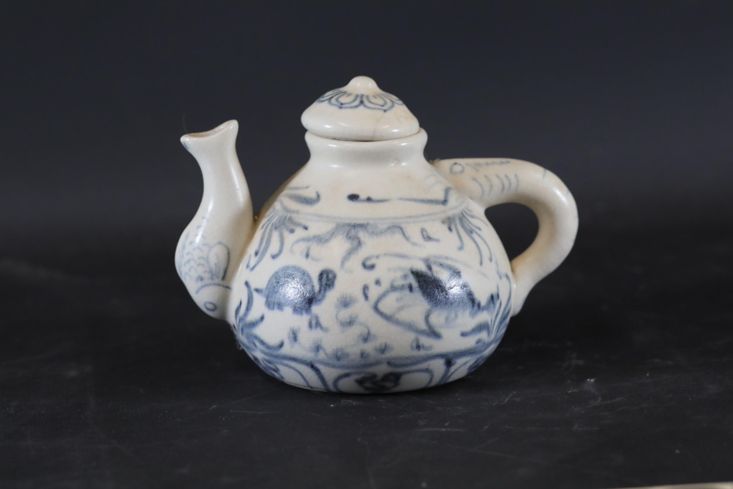 Hoi an Hoard Annamese Blue And White Hand Painted Tea Pot - Image 8 of 10