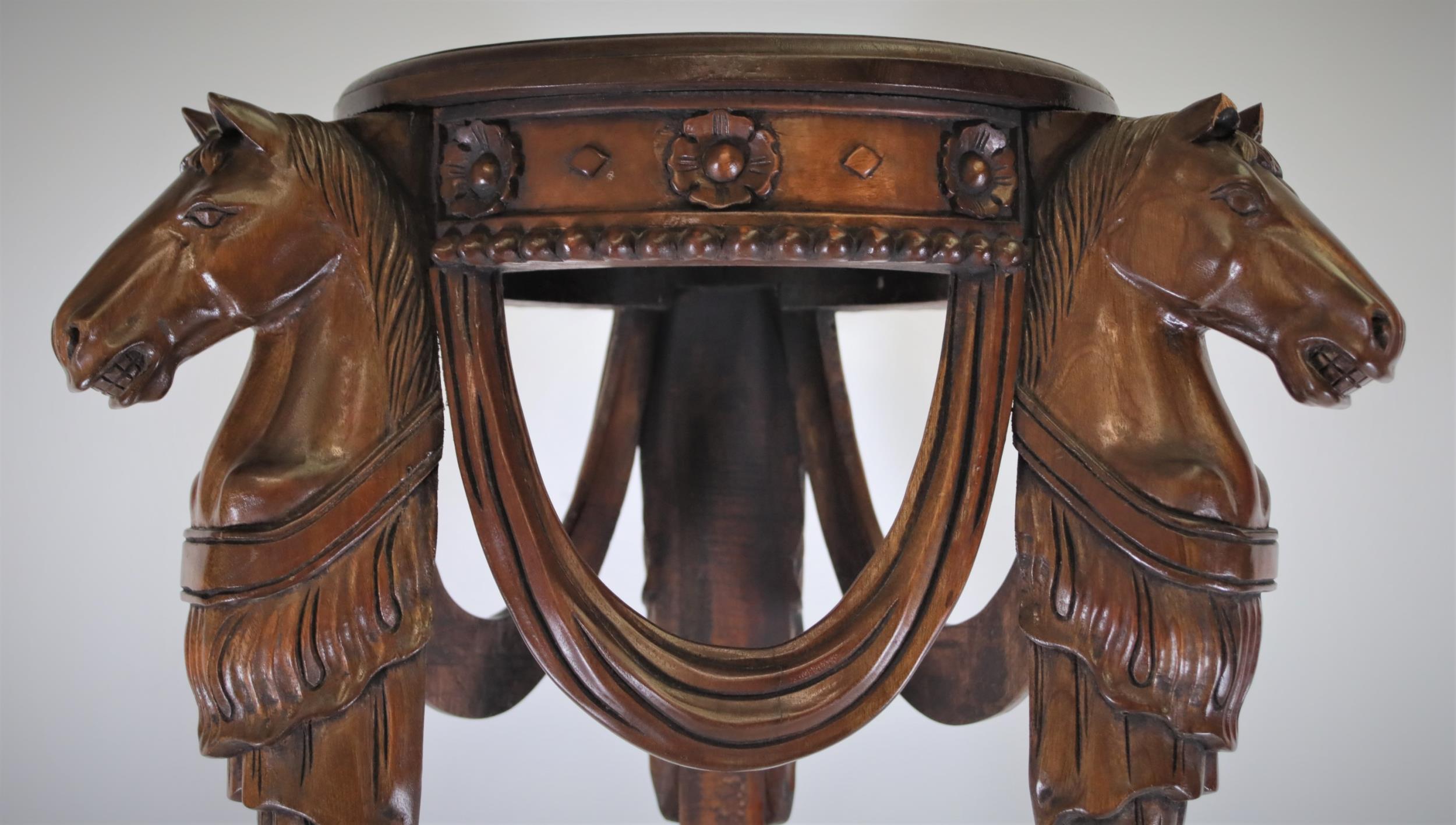 Beautifully Carved Horse Head Trophy Table