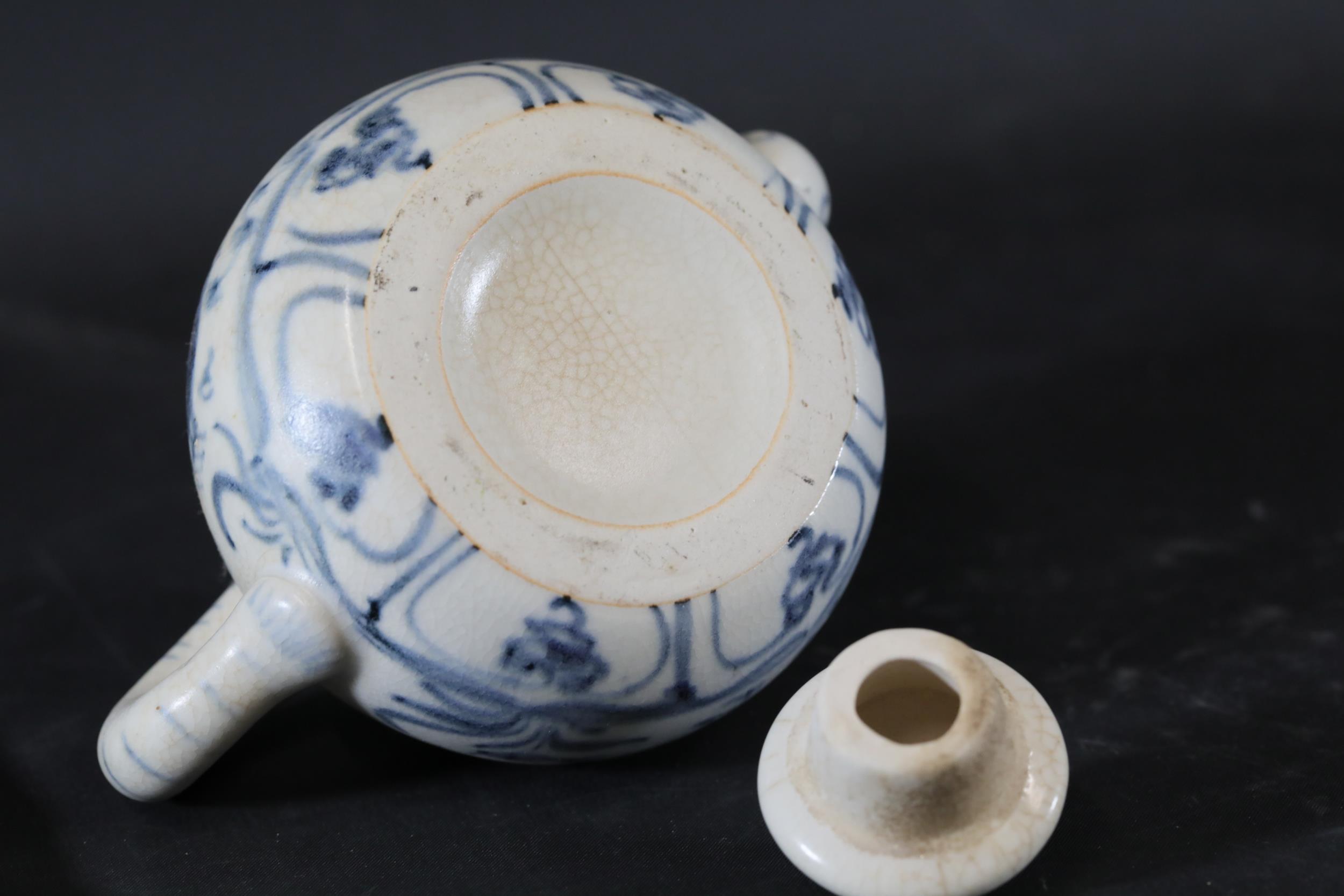 Hoi an Hoard Annamese Blue And White Hand Painted Tea Pot - Image 5 of 10