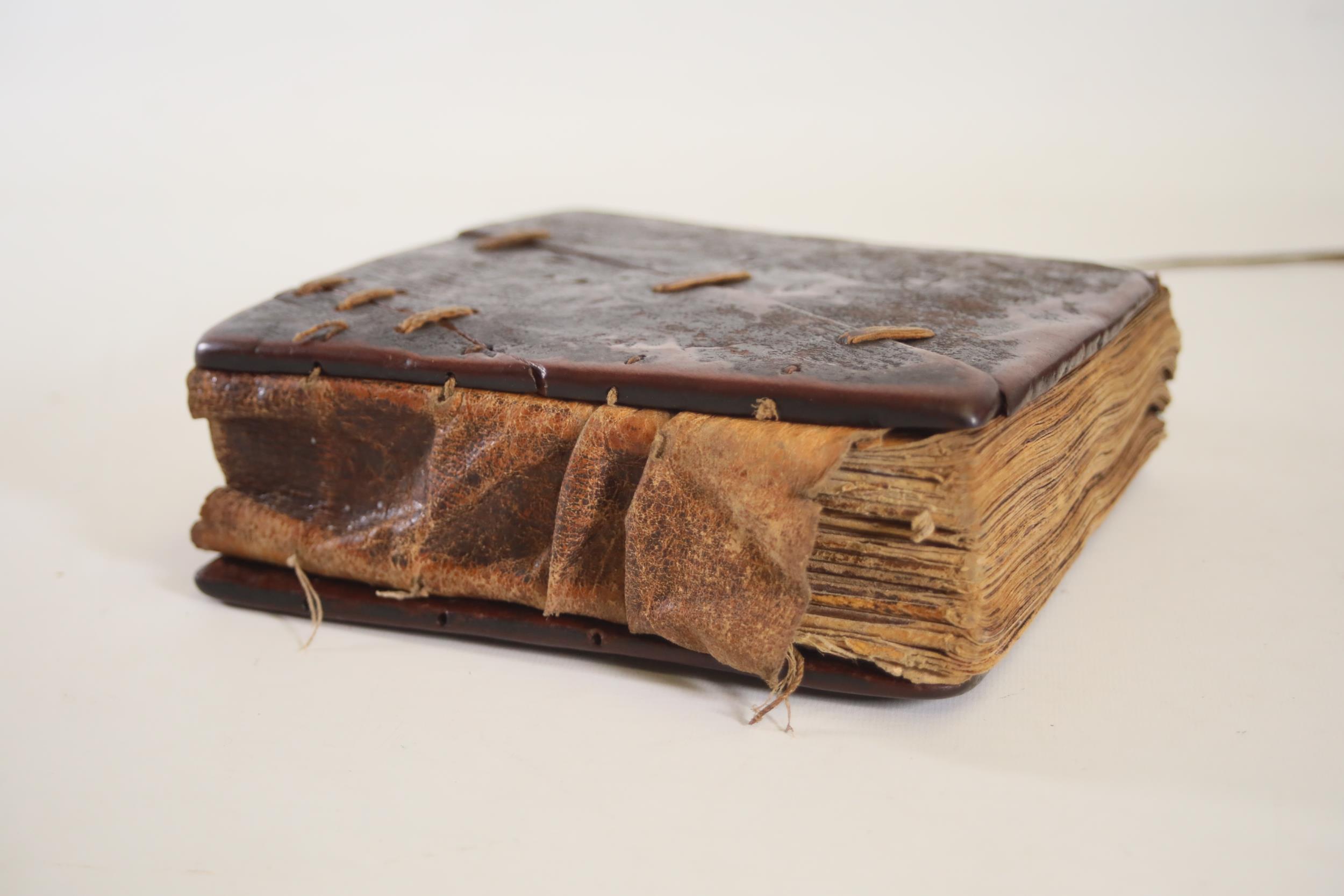 Ancient Leather Encased Bible with Vellum - Image 9 of 19
