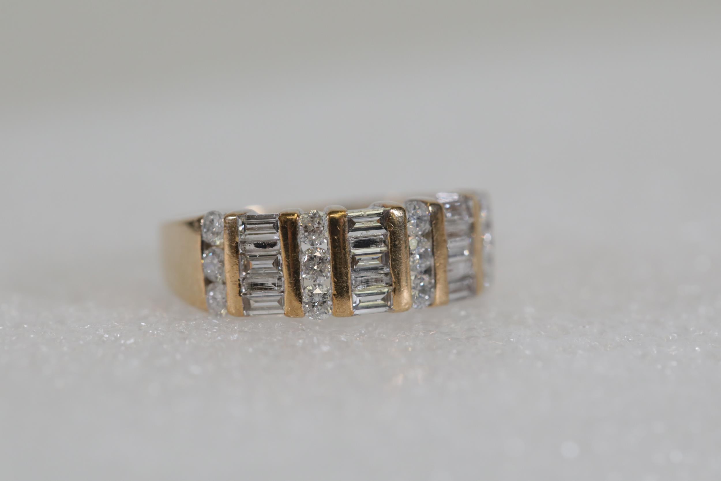 9CT Yellow and White Gold Multi Stone Diamond Ring - Image 9 of 13