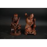 Chinese Carved Boxwood Statue and Laughing Man