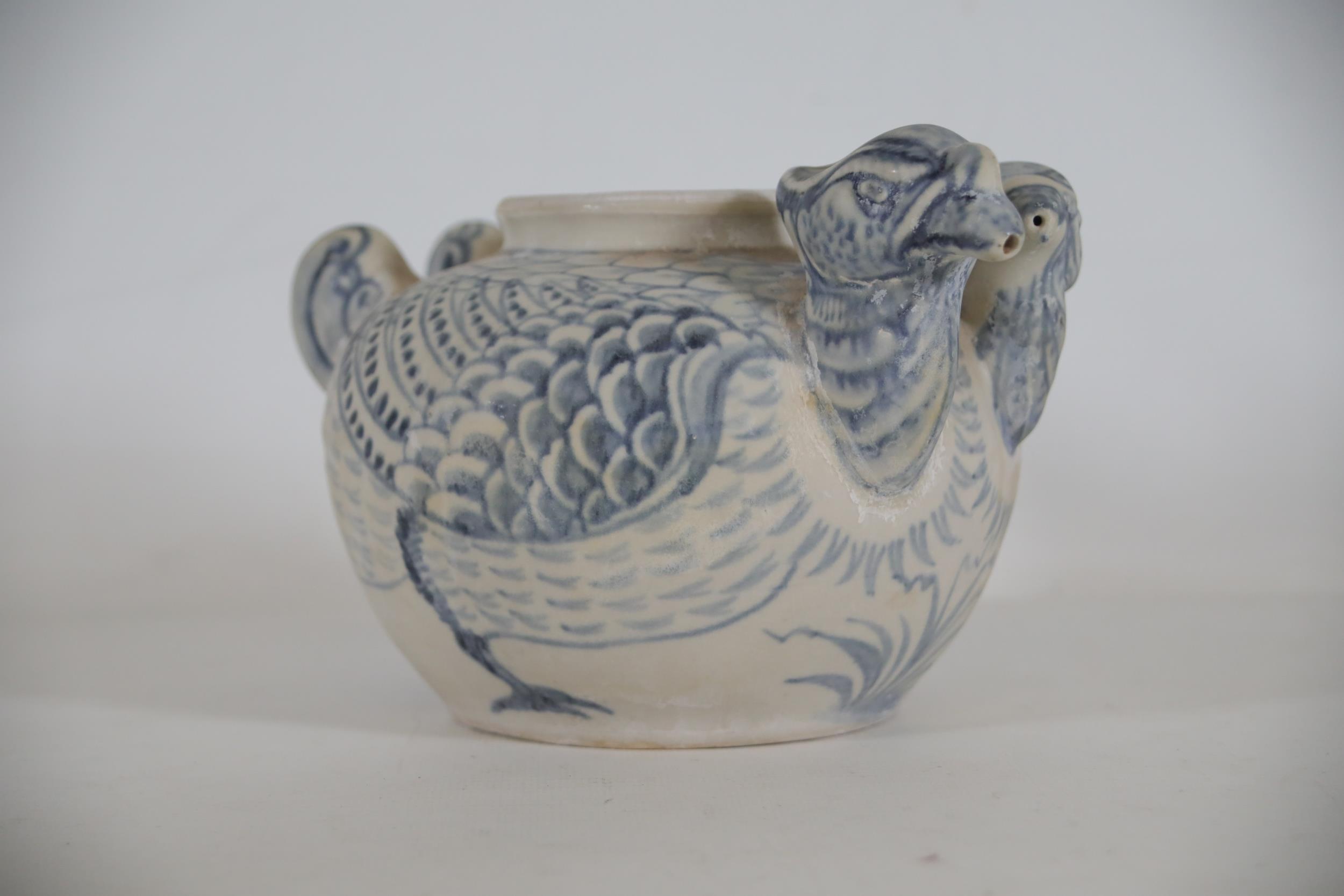 Hoi an Hoard Annamese Hand Painted Double Headed Parrot Teapot - Image 2 of 9