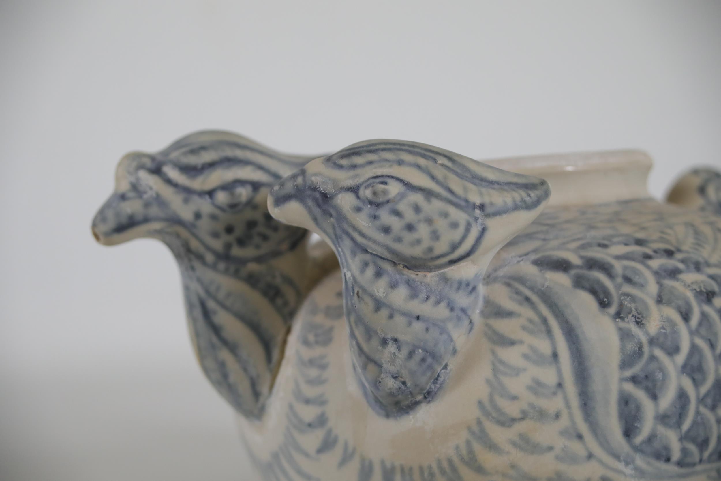 Hoi an Hoard Annamese Hand Painted Double Headed Parrot Teapot - Image 3 of 9