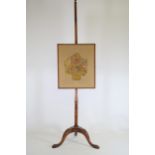 French Fire Screen Pole with Tapestry
