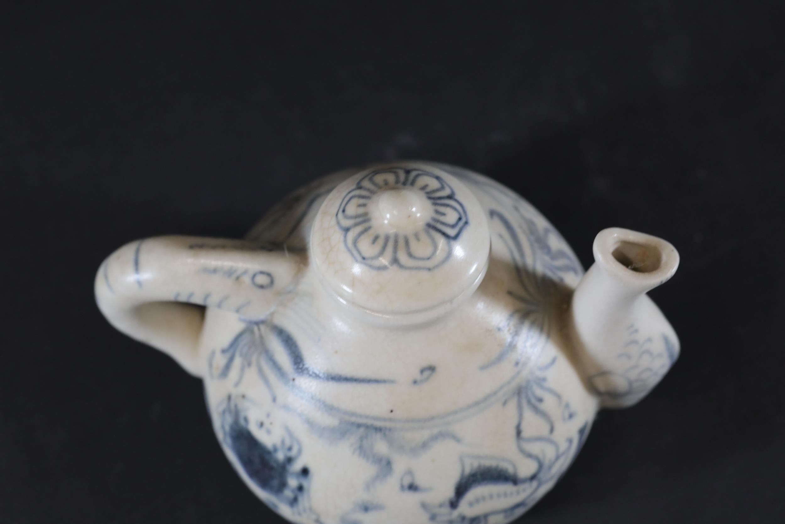 Hoi an Hoard Annamese Blue And White Hand Painted Tea Pot - Image 9 of 10