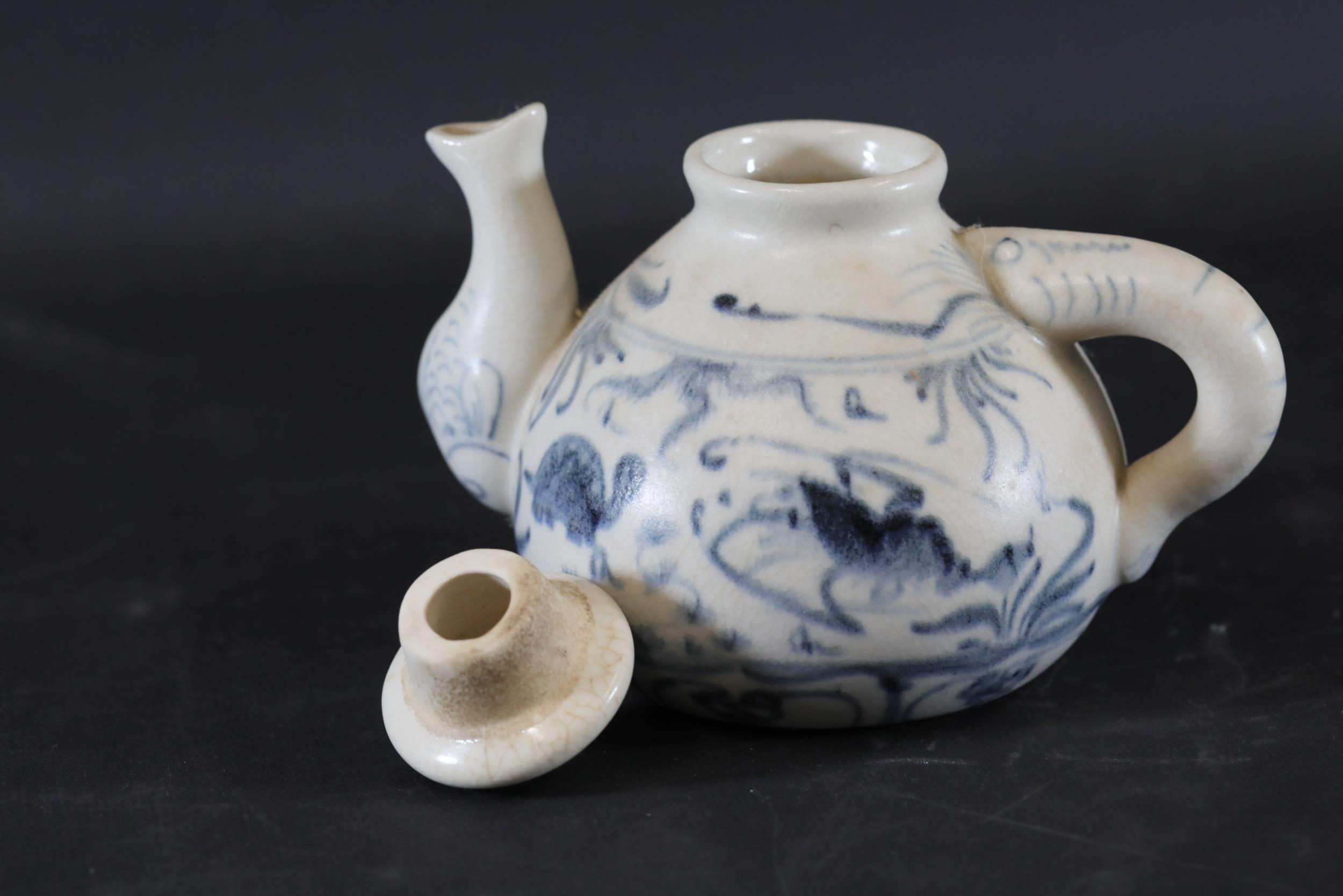 Hoi an Hoard Annamese Blue And White Hand Painted Tea Pot - Image 7 of 10