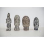 Collection of Bearded King Deity Stone Heads