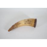 Powder Horn Featuring a Box Turkey Engraving