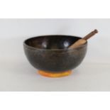Heavy Large Etched Hand Beaten Singing Bowl