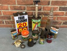 Mixed Lot of Oil Cans, AA Badge Etc