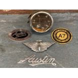 Four Austin Car Badges and Early Smith Speedometer&nbsp;