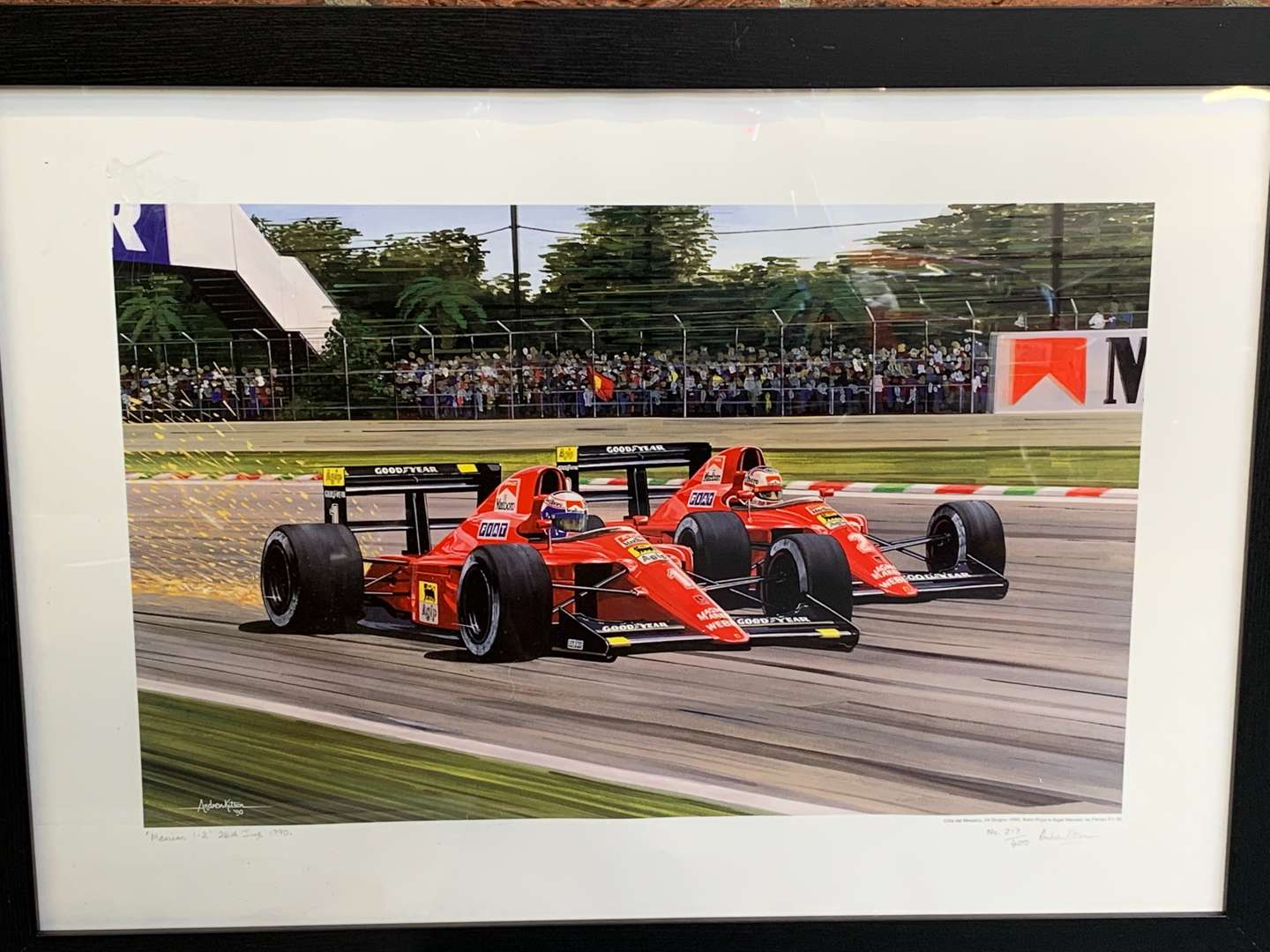 Three Framed Prints, Senna “Driven” 1990 Mexican Grand Prix and Ferrari Print - Image 3 of 5