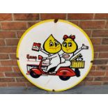 Enamel Circular Mr and Mrs Drip on a Scooter Sign