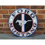 Painted Ford Mustang Circular Wooden Sign