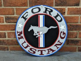 Painted Ford Mustang Circular Wooden Sign