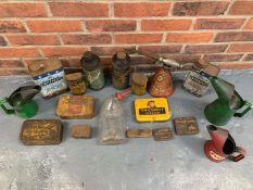Mixed Lot of Vintage Oil Cans/Pourers Puncture Repair Tins Etc