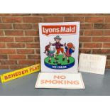 Tin Lyons Ice Cream Sign, Two Warning Signs Etc