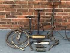 Box Of Vintage Bicycle Pumps Greasers Etc