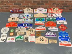 Quantity of Plastic/Cardboard Classic Rally Plaques Etc