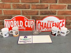 Three Rally Plaques and Five Motoring Mugs