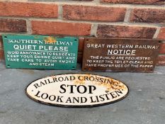 Three Cast Iron Railway Signs