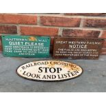 Three Cast Iron Railway Signs