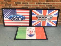 Three Framed PrintsTVR/Ford and Maserati (3)