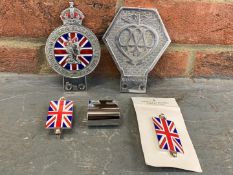AA Badge, Queen Elizabeth Coronation Badge and Two Union Jack Badges (4)