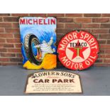 Two Wooden Signs Michelin and Texaco and Metal Car Park Sign (3)&nbsp;