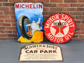 Two Wooden Signs Michelin and Texaco and Metal Car Park Sign (3)&nbsp;