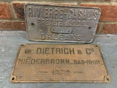 Two Cast French Railway Engine Plates