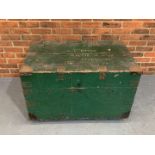 Vintage Wooden Trunk With Metal Liner and Mounts