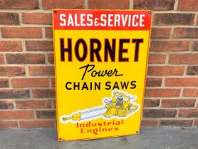 Enamel Hornet Power Chain Saws Sign