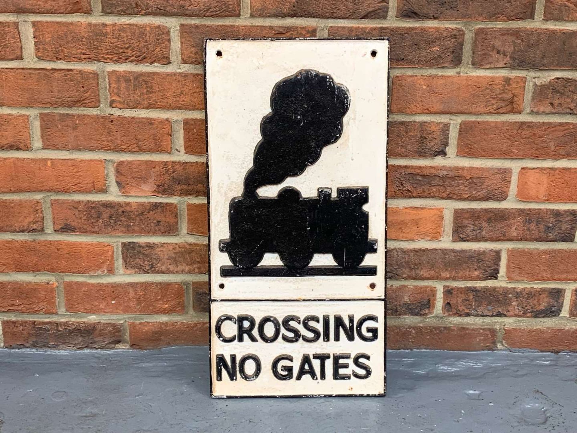 Cast Iron Railway Crossing “No Gates” Sign