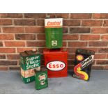 Five Vintage Oil and Fuel Cans