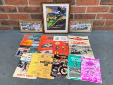 Three Framed Racing Pictures and Donnington Programs &nbsp;Etc