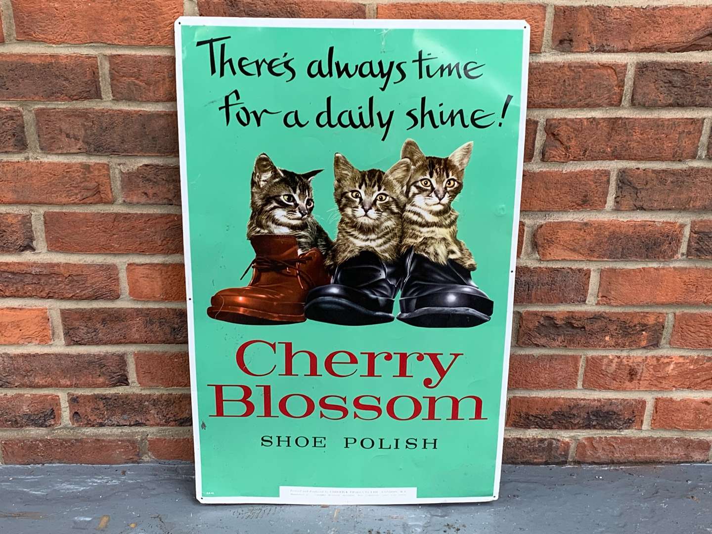 original Tin Cherry Blossom Shoe Polish Sign