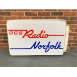Original 1980's Wall Mounted Illuminated “BBC Radio Norfolk” Sign