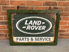 Framed Metal Land Rover Parts and Service Sign