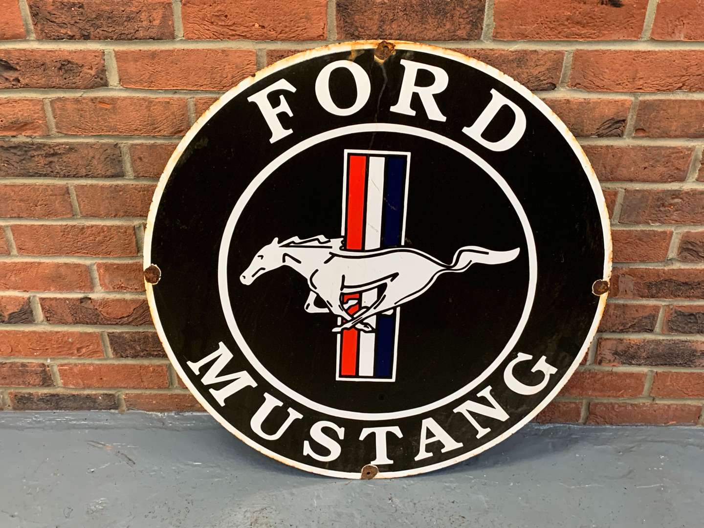 Enamel Circular Ford Mustang Sign